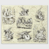 Alice in Wonderland Script Beige Cadeaupapier (Vlak)