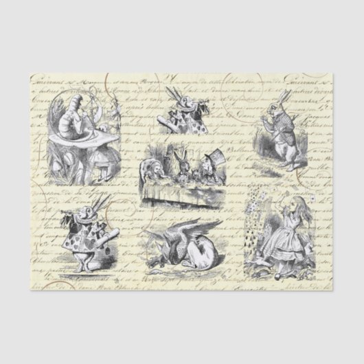 Alice in Wonderland  Script Beige Tissuepapier (Voorkant)