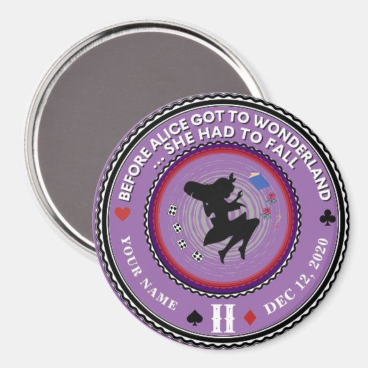  Alice in Wonderland Sobriety Medallion Magneet (Voorkant / Achterkant)