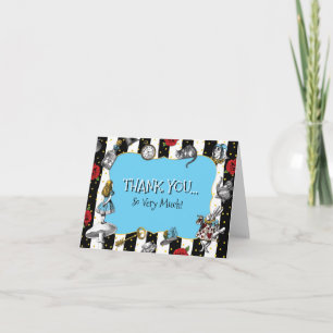 Alice in Wonderland Striped Blue Dank u Bedankkaart