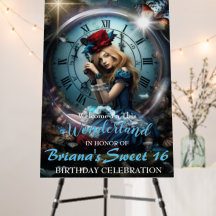 Alice In Wonderland Sweet 16 Affiche de bienvenue