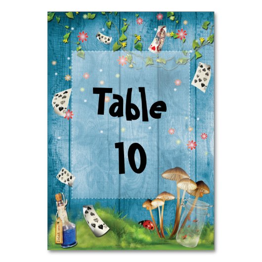 Alice in Wonderland Table Number Card Kaart (Achterkant)