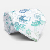 Alice in Wonderland Tea Blue Green Stropdas (Opgerold)