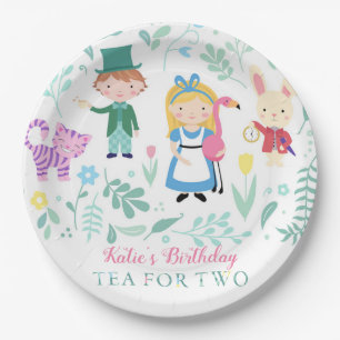 Alice in Wonderland Tea for Two Birthday Party Papieren Bordje