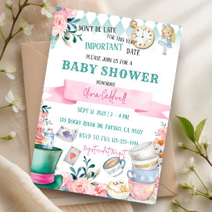 Alice in Wonderland Tea Party Baby shower Kaart