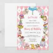 Alice in Wonderland Tea Party Birthday Invitation (Devant / Derrière)