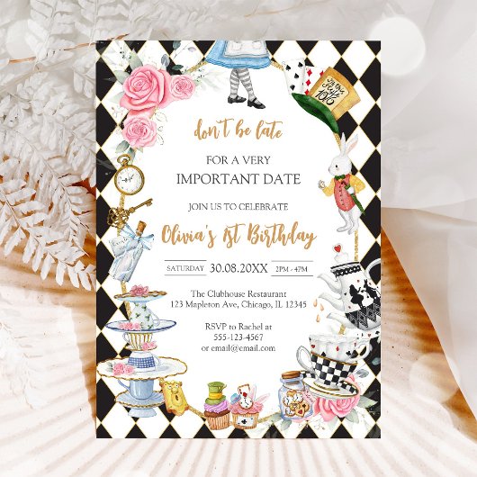 Alice in Wonderland Tea Party Birthday Invitation