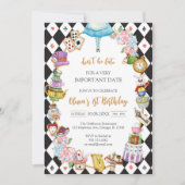 Alice in Wonderland Tea Party Birthday Invitation (Devant)