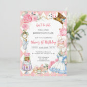 Alice in Wonderland Tea Party Birthday Invitation (Debout devant)