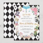 Alice in Wonderland Tea Party Birthday Invitation (Devant / Derrière)