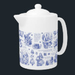 Alice in Wonderland Tea Party Blue Toile Citations<br><div class="desc">Classique littéraire, Alice's Adventures in Wonderland de Lewis Carroll illustré par John Tenniel, gravé sur le bois, avec des citations dans le style neutre monochrome toile pour les amateurs de livre, littérature imaginaire, époque victorienne. Les scènes montrent Alice, Mad Hatter, White Rabbit, la fête du thé, Caterpillar, The Cheshire Cat,...</div>