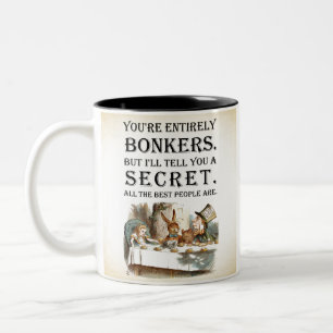 Alice in Wonderland - Tea Party - Bonkers Quote Tweekleurige Koffiemok
