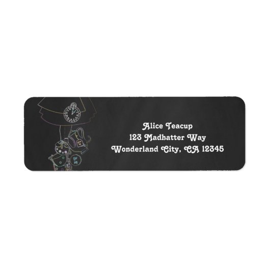 Alice in Wonderland Tea Party Chalkboard Whimsical Etiket (Voorkant)