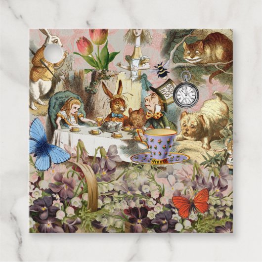 Alice in Wonderland tea party characters Bedankjes Labels (Voorkant)