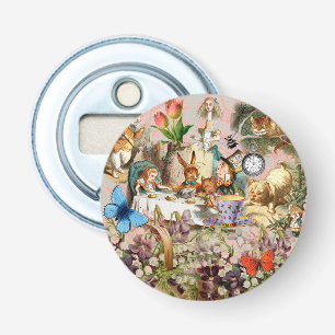 Alice in Wonderland tea party characters Button Flesopener
