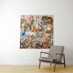 Alice in Wonderland tea party characters Wandkleed