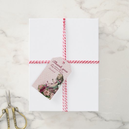 Alice in Wonderland Tea Party Custom Party Cadeaulabel (Met Touw)