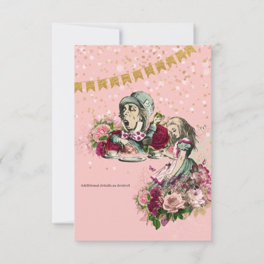 Alice in Wonderland Tea Party Custom Party Kaart (Achterkant)