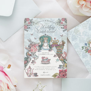 Alice in Wonderland Tea Party Fairytale Wedding Kaart