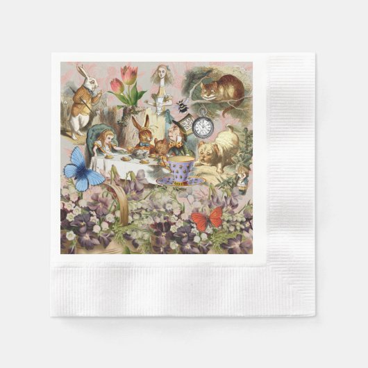 Alice in Wonderland Tea Party Kunst Servet (Voorkant)