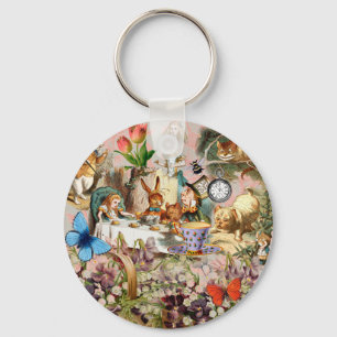 Alice in Wonderland Tea Party Kunst Sleutelhanger