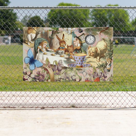 Alice in Wonderland Tea Party Kunst Spandoek (Insitu)