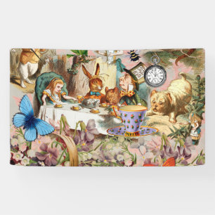 Alice in Wonderland Tea Party Kunst Spandoek