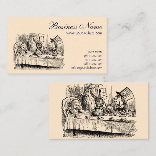 Alice in Wonderland, Tea Party Scene Visitekaartje (Voorkant / Achterkant)