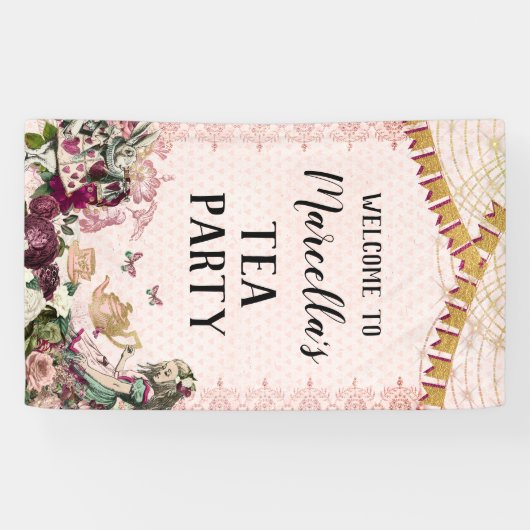 Alice in Wonderland Tea Party Spandoek (Horizontaal)