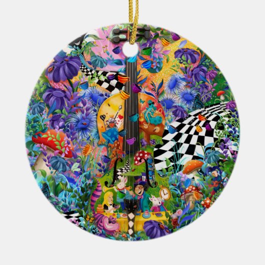 Alice In Wonderland Tea Party van Juleez Viool Keramisch Ornament (Voorkant)