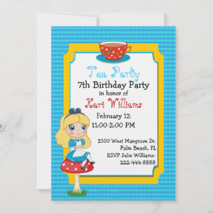 Alice In Wonderland Tea Party Verjaardag Custom Kaart