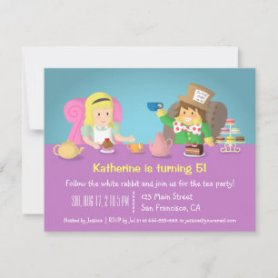 Alice in Wonderland Tea Party Verjaardagsuitnodigi Kaart