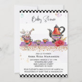 *~* Alice in Wonderland Tea Pot Rabbit Tea Cups Kaart (Achterkant)