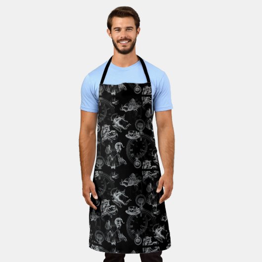 Alice in Wonderland Tea Time Black White Apron Schort (Gedragen)