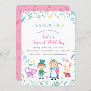 Alice in Wonderland Tea voor twee tweede verjaarda Kaart