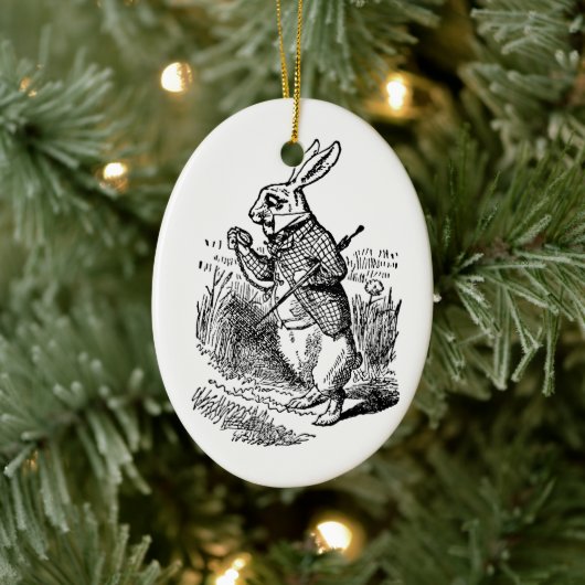 Alice in Wonderland, The White Rabbit Watch Keramisch Ornament (Boom)