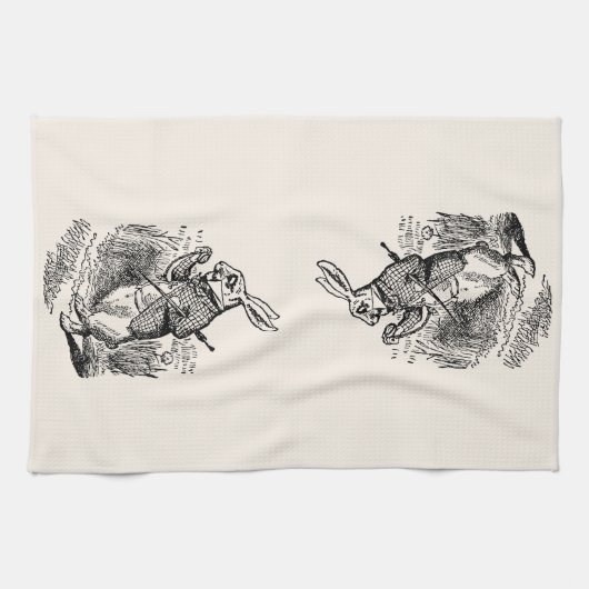 Alice in Wonderland, The White Rabbit Watch Theedoek (Horizontaal)