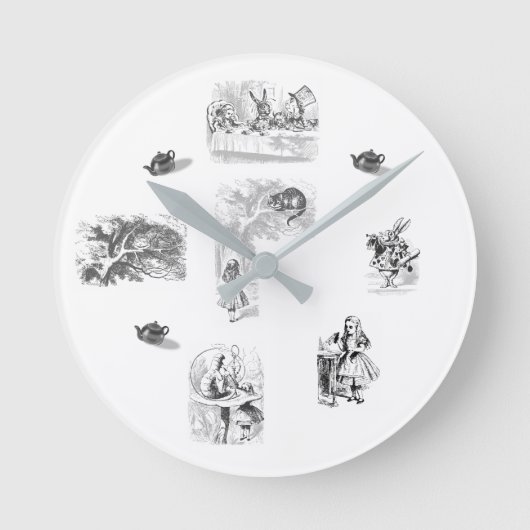 Alice in Wonderland Thed Clock Ronde Klok (Voorkant)