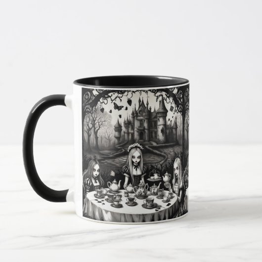 Alice in Wonderland theekransje in gotische kunsts Mok (Links)