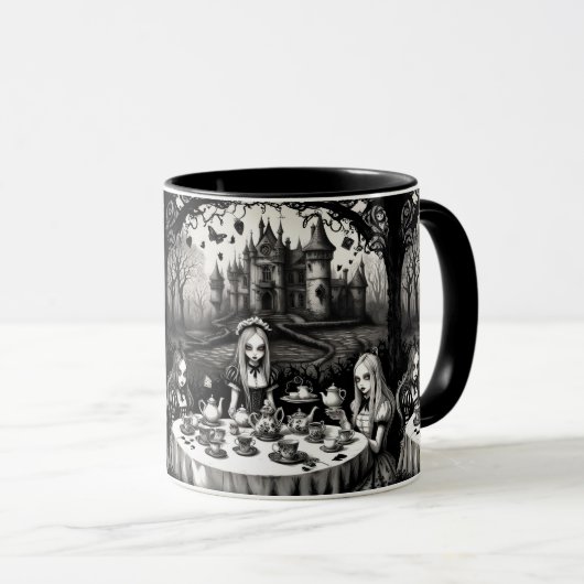 Alice in Wonderland theekransje in gotische kunsts Mok (Voorkant rechts)