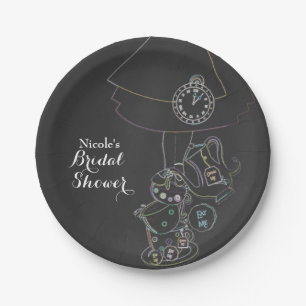 Alice in Wonderland Theepartij Krijtbord Whimsisch Papieren Bordje