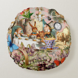 Alice in Wonderland theepartij personages Rond Kussen