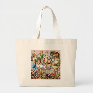 Alice in Wonderland theepartijpersonages Grote Tote Bag