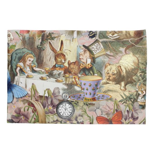 Alice in Wonderland-theepersonages Kussensloop (Achterkant)