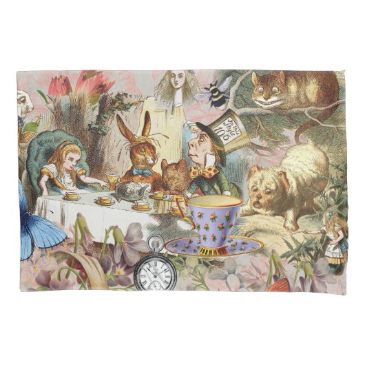 Alice in Wonderland-theepersonages Kussensloop (Voorkant)