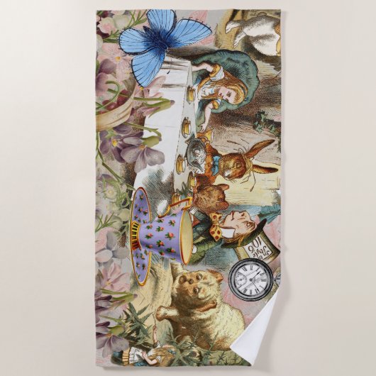 Alice in Wonderland-theepersonages Strandlaken (Voorkant)