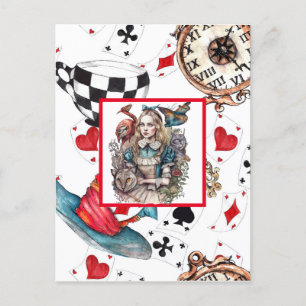 Alice in Wonderland thema postkaart