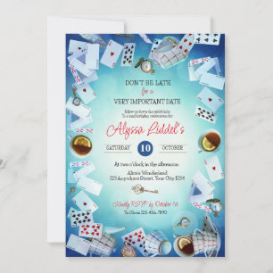 Alice in wonderland Thema Verjaardagsuitnodiging Kaart