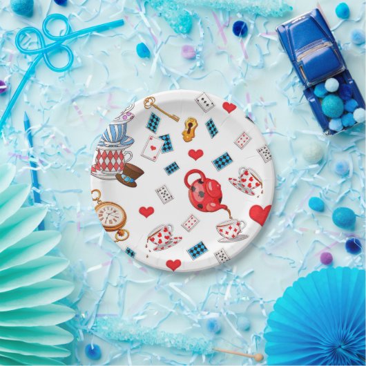 Alice in Wonderland Theme Pattern Papieren Bordje (Feest)