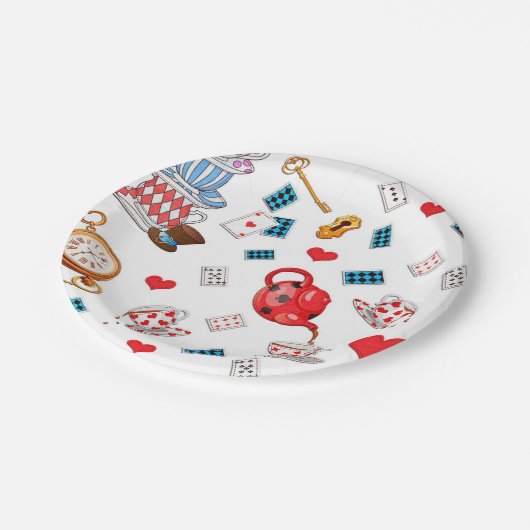 Alice in Wonderland Theme Pattern Papieren Bordje (Gekanteld)